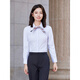 Zimeiqiao People's Bank of China Clothing Clothing Workwear Rear Men and Women Spring and Autumn New Striped Long Short Shirt Camiseta Camiseta Camisa de manga corta Mujeres + 167 Skirt Grey Stripe Women 2XL