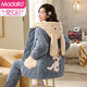Modal pajamas for women in winter coral velvet three-layer cotton thickened plus velvet cute cartoon flannel warm home clothing set Y1-9906 (lamb style) XL (height 165-170cm, weight 115-130