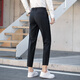 
Jedi Spring and Autumn Men's Long Pants Slim Korean Style Micro-Stretched Casual Pants Straight Thick Professional Business Work Trousers 9885 Black Thin Cropped Pants 33 [2.6 feet]