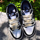 耐克（NIKE）定制球鞋 Dunk Low笑脸贴街头做旧双鞋带低帮板鞋男款黑白蓝 DD1391-100 笑脸贴 定制球鞋不退 36