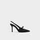 CHARLES&KEITH缎面蝴蝶结尖头高跟凉鞋女CK1-60361556 BLACK TEXTURED黑色纹理 34