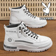 Playboy (Playboy) Zapatos para hombres High Top Otoño e Invierno Nuevo 2025 Casual Retro Retro espesa Altura que mejora los zapatos de cuero transpirable Botas de moda para hombres Martin White Grey 844 41