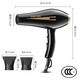 Kangfu professional hair dryer high-power hair salon and barber shop special hair dryer household hot and cold air hair salon model 2400W three plugs KF-8894 Smart Black