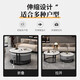 Bolatine all solid wood coffee table living room home slate light luxury tea table small apartment retractable round combination tea table high-end all solid wood black frame gray cabinet 70+50 snow mountain white