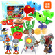 Plantas genuinas vs. zombie juguetes en acecho de apio zombie amenazos pisos juguetes para niños regalo 686-112 pegamento blando 5 plantas + Dave + 4 zombies