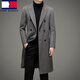 Tommy Kelly doppelseitiger leichter Luxusmantel für Männer über knielangen High-End-Russischen Business Wollmantel Tweed Windbreaker Jacke Männer schwarz m