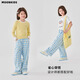 
moonkids girls blue plaid pants summer thin wide-leg pants 2025 new children girls pants summer casual straight two-pants [15266 blue +15266 pink] 140 cm