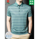 
MONTAGUT brand men's mulberry silk short-sleeved polo T-shirt summer middle-aged dad casual striped lapel T-shirt A829-red 2XL 180 suitable for 145-165Jin [Jin equals 0.5 kg]