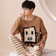 7 Sevfun Seven Color Spun Pajamas Men's Long Dloune Long Dlouns Blouns Spring и лето Всего хлопчатобумажного мультипликационного мультфильма Pure Cotton Home Clothing Set 673 Pure Cotton's Men's Single Cartover XL (предлагается 120-140JIN [Jin равняется 0,5 кг])))