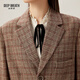 Take a deep breath DEEP BREATH women's commuting retro plaid loose suit jacket suit 8400071 khaki plaid S (2)