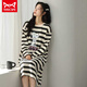Catman Miiow New NightandGown pour les femmes le pyjamas d'automne et d'hiver en coton pur à manches longues et à manches longues peut être porté avec des vêtements à domicile rayés à l'extérieur de W9767 à manches longues XL 110-125Jin [Jin est égal à 0,5 kg]