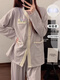 Xuan Mulin Japanisch süße Taro lila Blume Pyjamas für Mädchen mit Brustpolstern im Frühling und Herbst neue Strickjacke Langarm Hosen HOME Kleidungsstück 9926 Taschenblume Lila mit Brustpolstern m