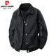 Pierre Cardin jacket men's spring and autumn trendy loose casual jacket men's lapel work jacket men's black XL