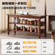 Qingju solid wood shoe changing stool coat rack entrance door floor-standing clothes rack shoe rack combination entrance hall storage rack 80cm - walnut color - thick imported rubber wood 11 hooks + full 3A imported rubber wood + door-to-door delivery