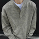 Yibo Heavy Sweater Men's Autumn and Winter New Korean Style Trendy Brand Lazy Gray Henley Collar Knitted Sweater Jacket Men Light Gray XL Recommended 120-135Jin Jin equals 0.5 kg