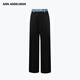 ANN ANDELMAN Wang Yuwen's same style official direct denim waistband spliced trousers straight trousers black M