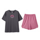AnZhiBan JuhaoSleep couple pajamas summer cool stretch cotton fashion cartoon casual men and women home clothes can be worn outside brown gray female M