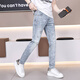 Gozan Jeans Jeans Hot Diamond Print 2025 Summer Fiting Fits Feet Pants Style Coreano Corea Cortaal Elástica Luz azul Luz 9885 28 (2 pies 1)