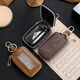 Mutuo Herren Auto Schlüsselbeutel Business Genauer Leder Textur Zipper Universal große Kapazität kreativer Taille hängen Multifunktionsschlüsselbeutel Doppelschicht Reißverschluss-Dark Kaffee