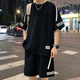 Boys Summer Short Sleeve Two-Piece Fat Boys 13-16 Years Old Loose Sports Set 14 Children's Clothes FKS653 Khaki Set 170 (XL) 125-150Jin [Jin equals 0.5 kg]