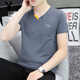 Playboy (Playboy) Sommer Neue Männer Pure Cotton V-Ausschnitt mit halbärmeligem T-Shirt Trendy Casual Letters Drucken Hühnerhart Hals kurzärmelig T-Shirt 691 Hellgrau M 90-100jin [Jin entspricht 0,5 kg]