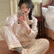 
Cat man Japanese cloud cotton pajamas for women in spring and autumn Xinjiang cotton gauze long-sleeved simple striped cotton silk home clothes two pieces QMS long-sleeved cardigan-9902 rainbow stripes 80-100Jin [Jin equals 0.5 kg] M