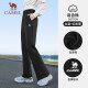 骆驼（CAMEL）直筒运动裤女款透气休闲针织卫裤子 J24CAXLN671 幻影黑 XXL