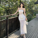 White dress for women, high-end summer seaside wear, beach skirt, holiday bag hip skirt, long skirt, pure desire, seaside flower tube top mesh dress S recommended 90Jin Jin is equal to 0.5 kg or less