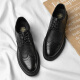 Red DRAGONFLY leather shoes for men in summer breathable and versatile British style business casual formal wear Block carved hollow derby sandals black 1381 sandals style 41 standard leather shoe size