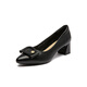 Red Dragonfly High Heels 2025 Spring New Cowhide Women's Small Leather Shoes Commuting Light Mouth Heel Women's Singles Shoes WLB15124 Black 36
