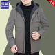 ROMON Business Casual Men's Jacket 2025 Spring and Autumn New Hooded Middle-aged Men's Dad Charge Top 98563 Coffee Color Single High-End Men's Clothing 2XL 185 Suitable for 155-175 Jin Jin is equal to 0.5 kg