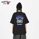 T-shirts Charles Peach Heart pour hommes et femmes, petit monstre imprimé en coton pur couple de bases de base à manches courtes, noir L