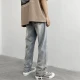 Digada light-colored elastic denim pants men's spring 2023 American retro washed old pants men's summer loose YMQNZ-8826 retro color XL [recommended 125-140 catties]