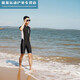 Jingpufei new swimsuit men's wetsuit one-piece pullover swimsuit short-sleeved five-quarter pants snorkeling suit swimming pool teaching navy blue 110 (80-Jin Jin is equal to 0.5 kg) M