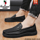 Western Region Camel Dragonfly Leather Shoes Men's Genuine Leather Beanie Shoes Young Soft Skin Sole Pedal Middle-aged Business and Casual Driving Men's Shoes 2629 Black Men's Socks - Camel Official Brand Official Website 39