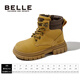 Belle Children's Shoes Girls' British Style Martin Boots Autumn New Boots Boots Children's Baby Fashion Leather Boots Gravel Camel 34 Foot Length 20.9-21.5cm