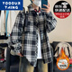 Yooourthing American Retro Plaid Room Мужская пружина с длинными рукавами, осенью и зима, а также бархатная утолщенная свободная пара универсальная повседневная рубашка куртка CJ9735-Yellow Plaid плюс бархат M (рекомендуется 90-110JIN [JIN равен 0,5 кг]))