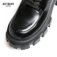 
DEEP BREATH Deep Breath Women's Shoes Cowhide Thick Sole Low Top Strap Gentleman Single Shoes Women's AX13066 Black 37