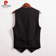 Pierre cardin men's vest black slim horse clip vest spring and autumn thin casual British style groom suit vest new style black vest L recommended 105-120 Jin [Jin equals 0.5 kg]