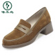 Woodpecker British Style Small Leather Chaussures Chaussures pour femmes Nouveau 2025 Spring and Automne Fashionable Casual HEPT Talon Généreau en cuir à une jambe Retro Single Chaussures 1098 Black 37