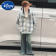 Disney girls' jacket spring and autumn style 2025 new fashionable children's double-sided autumn clothes fashionable street girl plaid sweatshirt 7027 blue blue plaid double-sided coat 130 cm