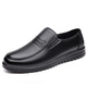 Woodpecker leather shoes men's spring and autumn new slip-on men's business casual shoes soft sole round toe middle-aged and elderly dad shoes Baita black 40
