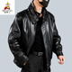 Vogelscheuche (mexikanische) Top-Layer-Kuhleder-Lederjacke für Herren-Motorrad-Pilotjacke Baumwolle Lederjacke Winter-Fluganzug mittlerer und älterer schwarzer Top-Schicht Cowhide (hinzugefügte Baumwolle) 2xl empfohlen 125-145jin [Jin gleich 0,5 kg]