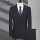 Angel Bird Double-breasted Suit Men's High-End Wool Wedding Dress Peaked Collar Business Professional Suit 995 Black Striped Double-breasted Suit + Pair of Pants 56 190/Recommended 180-200Jin Jin is equal to 0.5 kg
