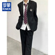 ROMON's high-end DK uniform men's complete set of junior high school and high school college student suits complete set of men's coming-of-age suit men's suit black suit + white shirt + trousers (red tie free) L collection will give you a badge