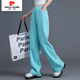 皮尔卡丹（pierre cardin）湖蓝色阔腿裤女2025年夏季薄款新款直筒宽松显瘦窄版拖地牛仔裤子 【湖蓝九分】LA9224 29 建议110-120斤