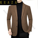 KEAZA轻奢男装高档品牌春秋季新款羊毛西装外套男毛呢西服修身单西外套 咖色 M 170