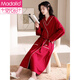
Modal pajamas for women in spring and autumn pure cotton long-sleeved nightgown red zodiac year women's new wedding wedding morning robe bathrobe home clothes MZZ9922 women's style L (165)