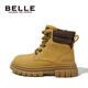 Belle Children's Shoes Girls' British Style Martin Boots Autumn New Boots Boots Children's Baby Fashion Leather Boots Gravel Camel 34 Foot Length 20.9-21.5cm