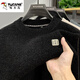 Woodpecker integrated velvet high-end round neck sweater for men's autumn and winter style plus velvet thickened warm base knitted sweater clothes 10749/9906 black [plug thickened] XL